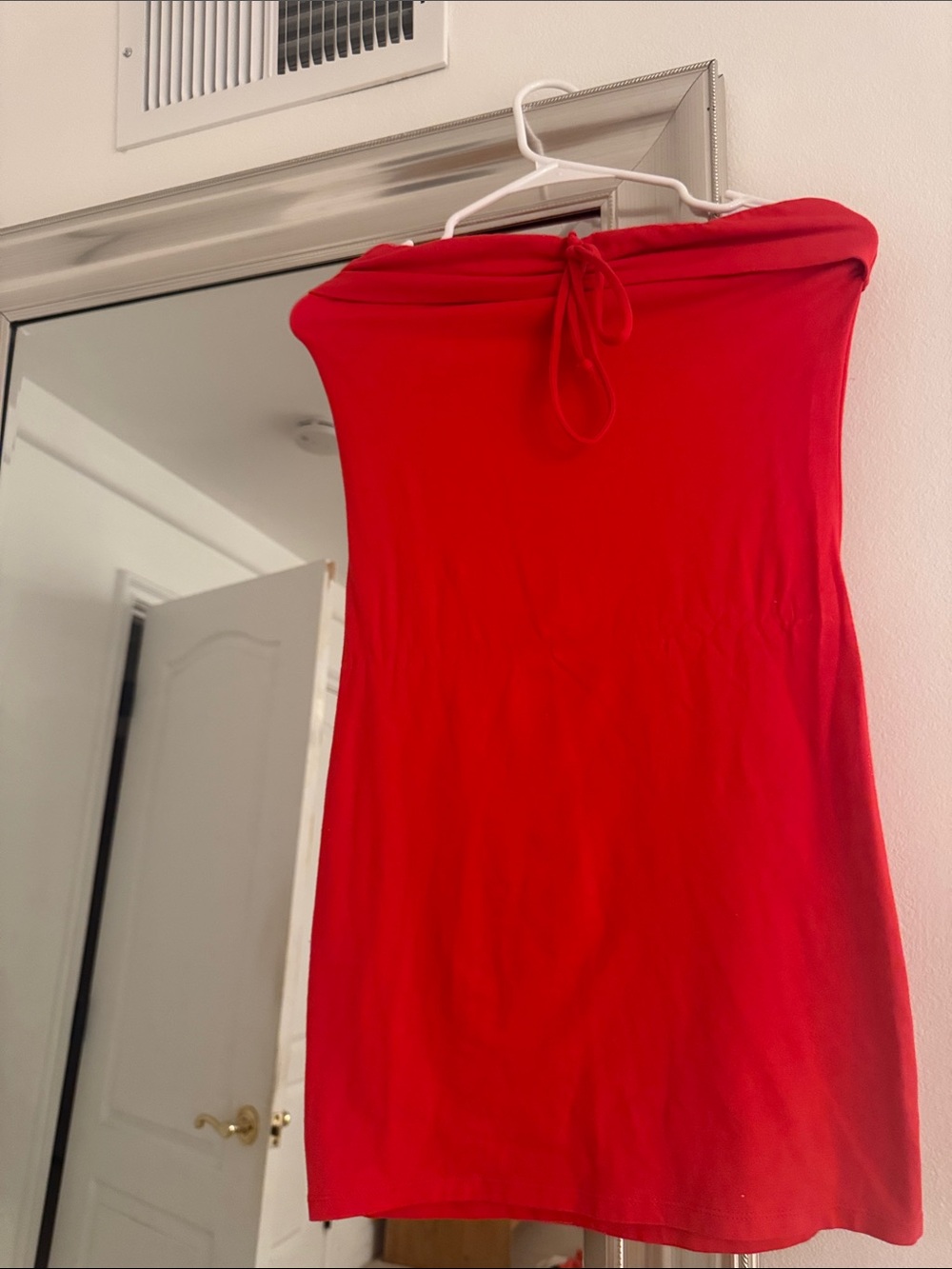Strapless Tie-Back Mini Dress in Red